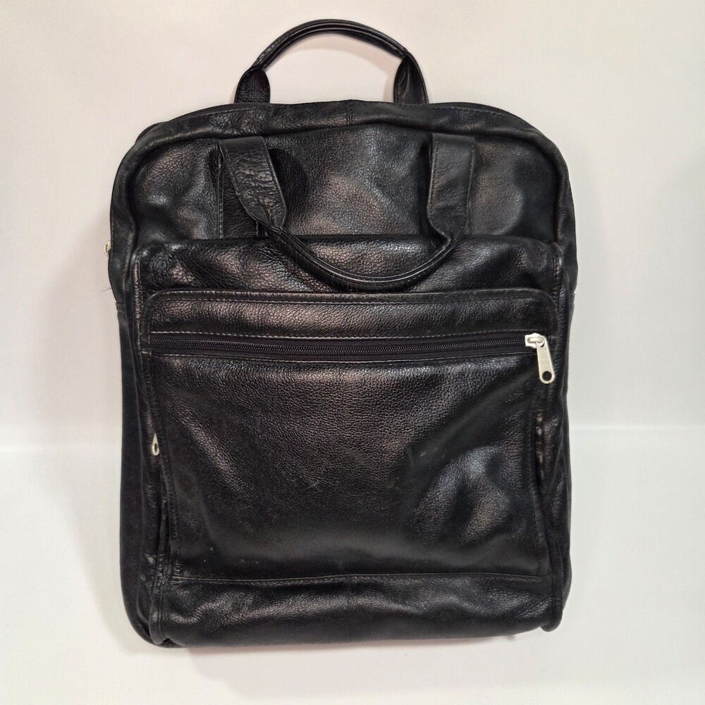 Vintage Wilsons Leather Pelle Studio Black Convertible Laptop Backpack Briefcase